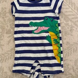 Baby Boden Navy and White Striped Baby Romper